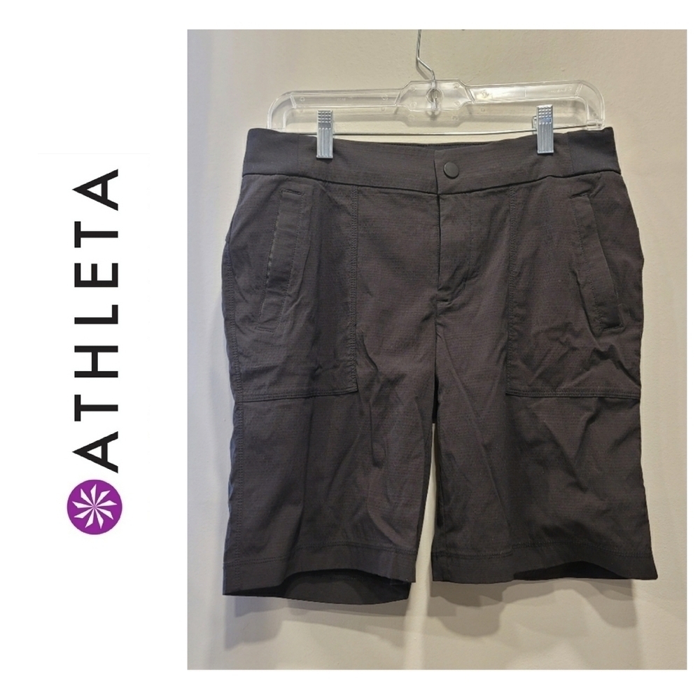 Sz 6 Athleta Womens Black Trekkie Bermuda 2.0 2-way Stretch Shorts